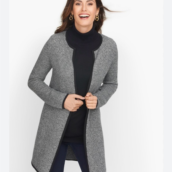 Talbots Sweaters - Talbots Textured Open Front Sweater Jacket, Size Petite Medium